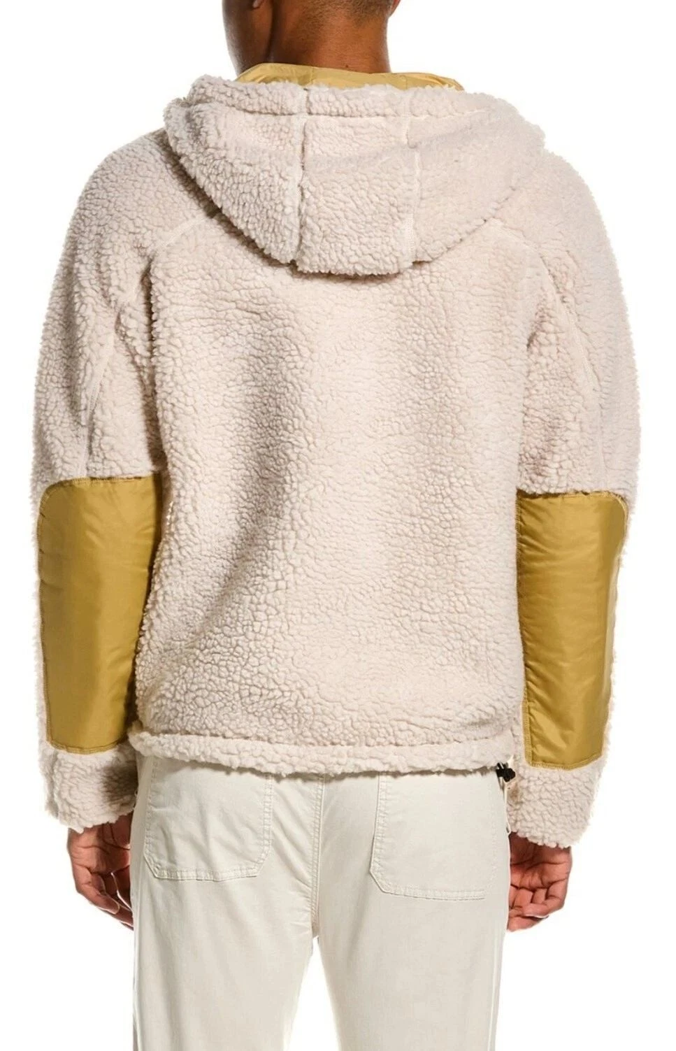 Rag & Bone Men's Tactic Sherpa Fleece Hooded Zip Jacket Ivory Tan Size M image 3
