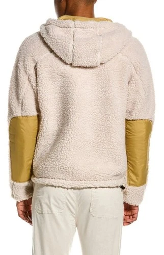 Rag & Bone Men's Tactic Sherpa Fleece Hooded Zip Jacket Ivory Tan Size M image 3