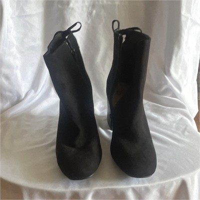 ASOS Women s Black Faux Suede Ankle Bootie  zipper Round Toe Comfort 