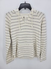 Billabong Pullover Hoodie Womens Medium Ivory Stripe Hooded French Terry