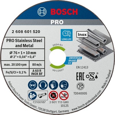 Bosch Trennscheibe Expert for Inox A 60 R INOX BF 76 mm 10 mm 1 mm 5er-Pack