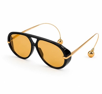 Bottega Veneta Drop Pilot sunglasses BV1273 Black/Yellow With Case New