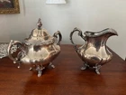 Reed & Barton  Sterling Silver Creamer and Sugar w Lid Georgian Rose 728.4 gram