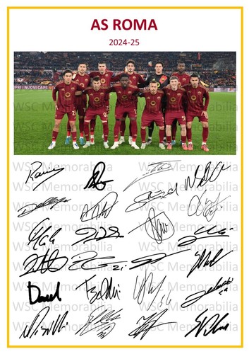 11718. AS Roma Signed Team Sheets (A4 Prints) CHOOSE A SEASON 2024-25