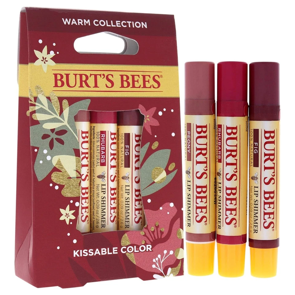 Burts Bees Kissable Color Warm Collection Unisex Lip Shimmer Peony, Rhubarb, Fig - Image 3 of 4