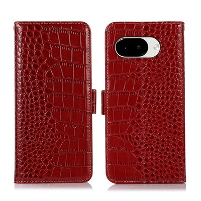 Crocodile Genuine Leather Flip Wallet Case Cover Stand fr Google Pixel 10 Pro XL