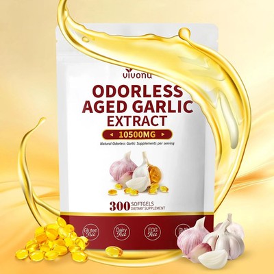 VivoNu Aged Garlic Extract Capsules, 10500mg Odorless Garlic Supplements with Ma
