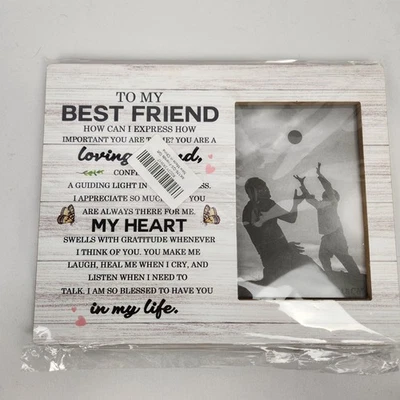 Wooden Best Friends Picture Frame Table or Hang 3.5x5 or 4x6 photo size White - image 1 of 3