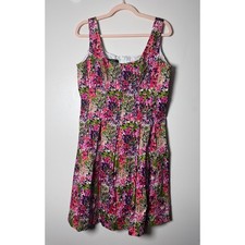 Nine West Floral Fit and Flare Dress Abstract Floral Sleeveless Pockets Party 12