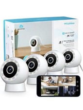 Set of 4 LaView Indoor/Outdoor 2K HD Smart Security Video Cameras w/ 2 Way Audio