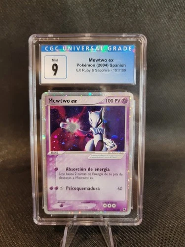 SPANISH 2003 POKEMON EX RUBY & SAPPHIRE #101 Mewtwo EX-HOLO CGC 9