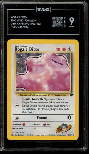 Pokemon Koga's Ditto Gym Challenge Unlimited Holo 10 TAG 9 Mint