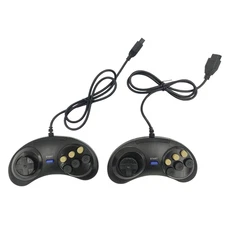 2Pcs 6 Button Game Pad Controller For SEGA Genesis Black Old School Classic New