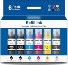 552 Refill Ink Bottles 6 Pack Compatible Epson EcoTank Photo ET-8500 ET-8550