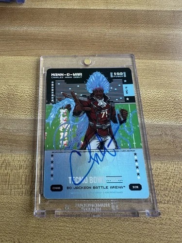 CHARLES MANN MAN-O-WAR BATTLE ARENA DEBUT ON CARD AUTO 3/50 TECMO BOWL ICE CMA6