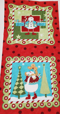 Moda Fabrics ''It's Snowing!'' - Snowman Snow Day & Snowman w/Friend - 2 Squares