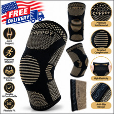 2x Large Knee Sleeves Copper Silver Compression Brace Sport Joint Pain Support