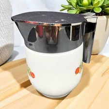 Gemco Spice of Life Corning Ware Milk Glass Pitcher Syrup Creamer Vtg Corelle