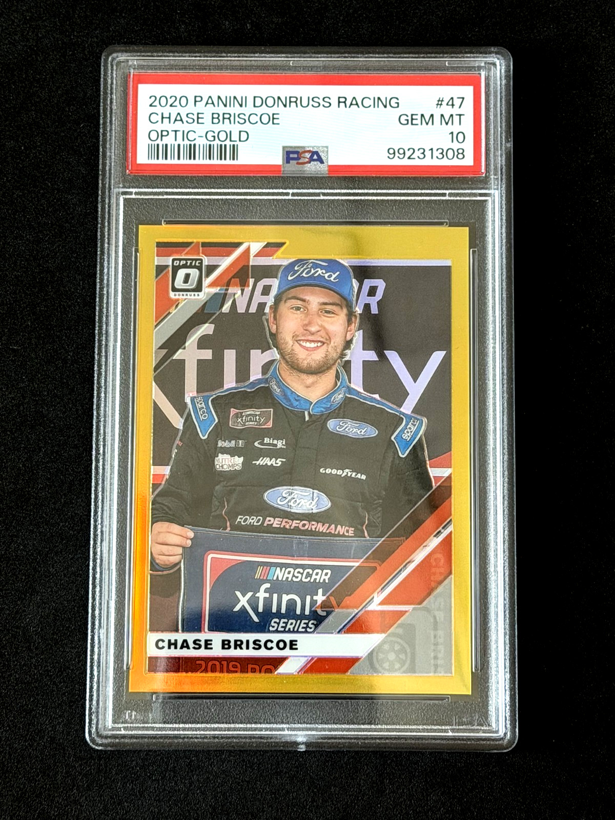 2020 Panini Donruss #47 Chase Briscoe Optic Gold Prizm /10 PSA 10 Gem Mint