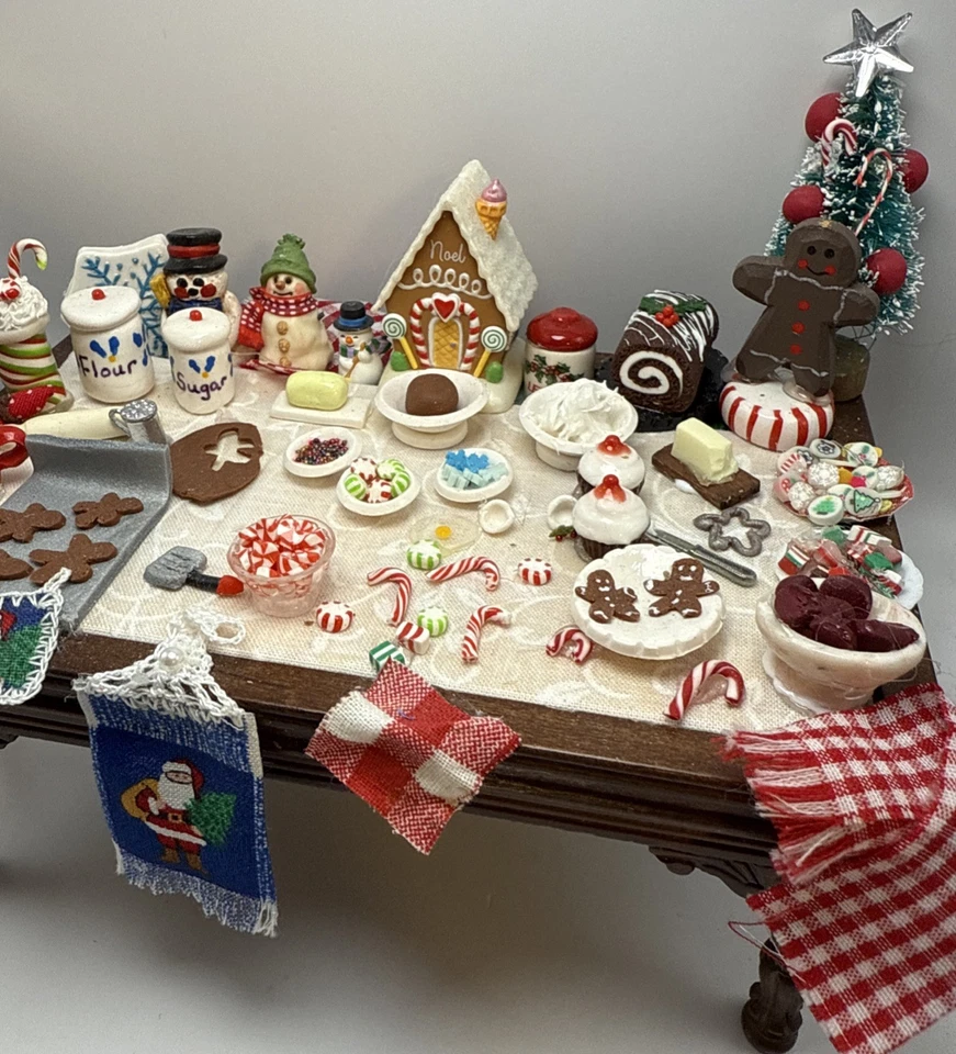 Artisan Made Christmas Holiday Baking Table Dollhouse Miniature 1:12 - Image 2 of 4