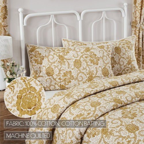 VHC Brands Farmhouse King Quilt Set Creme Dorset Cotton - Picture 7 of 7