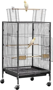 Cage d'oiseau en fer brut avec perches & Nourritures pour perroquets & Petits oiseaux