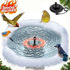 70W Thermostatic Bird Bath Heater - Outdoor Deicer with Water Pump & 3.3ft Cord