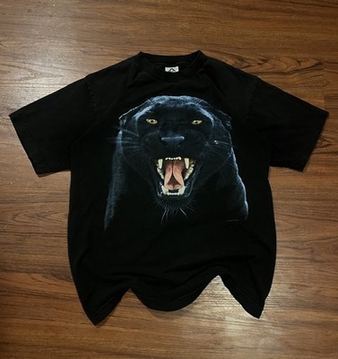 Black Panther Vintage 90s Animal Graphic T-Shirt Human-i-Tees Sz M AOP