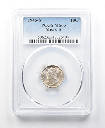 MS65 1945-S Micro S Mercury Dime PCGS *1712