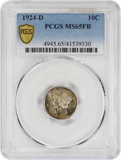 1924-D Mercury Silver Dime MS65FB PCGS