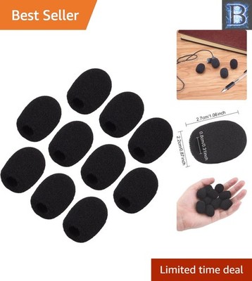 10 Pack Mini Black Foam Windscreens for Lapel Microphones - Noise Reduction