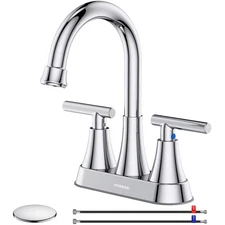 Eco-Friendly 2-Handle Stainless Steel Bathroom Sink Faucet with 360 Swivel