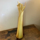 Vintage Amber Glass Vase Twisted Spiral 19.5" Tall Murano Style MCM Art Glass