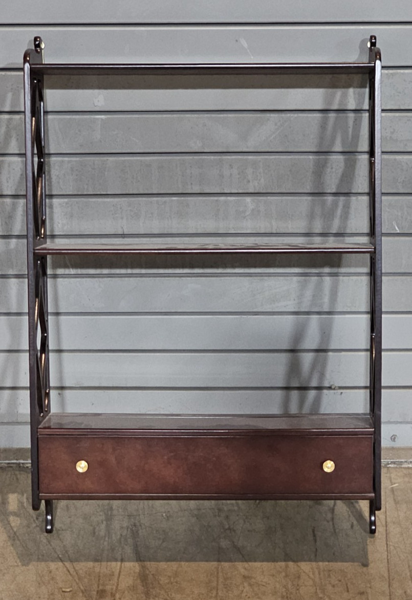 Bombay Company  Mahogany 3 Tiers Open Wall Hanging Shelf with Single Drawer