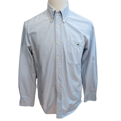 Lacoste Shirt M 38 Hellblau Uni Logo Krokodil bestickt Tasche Langarm