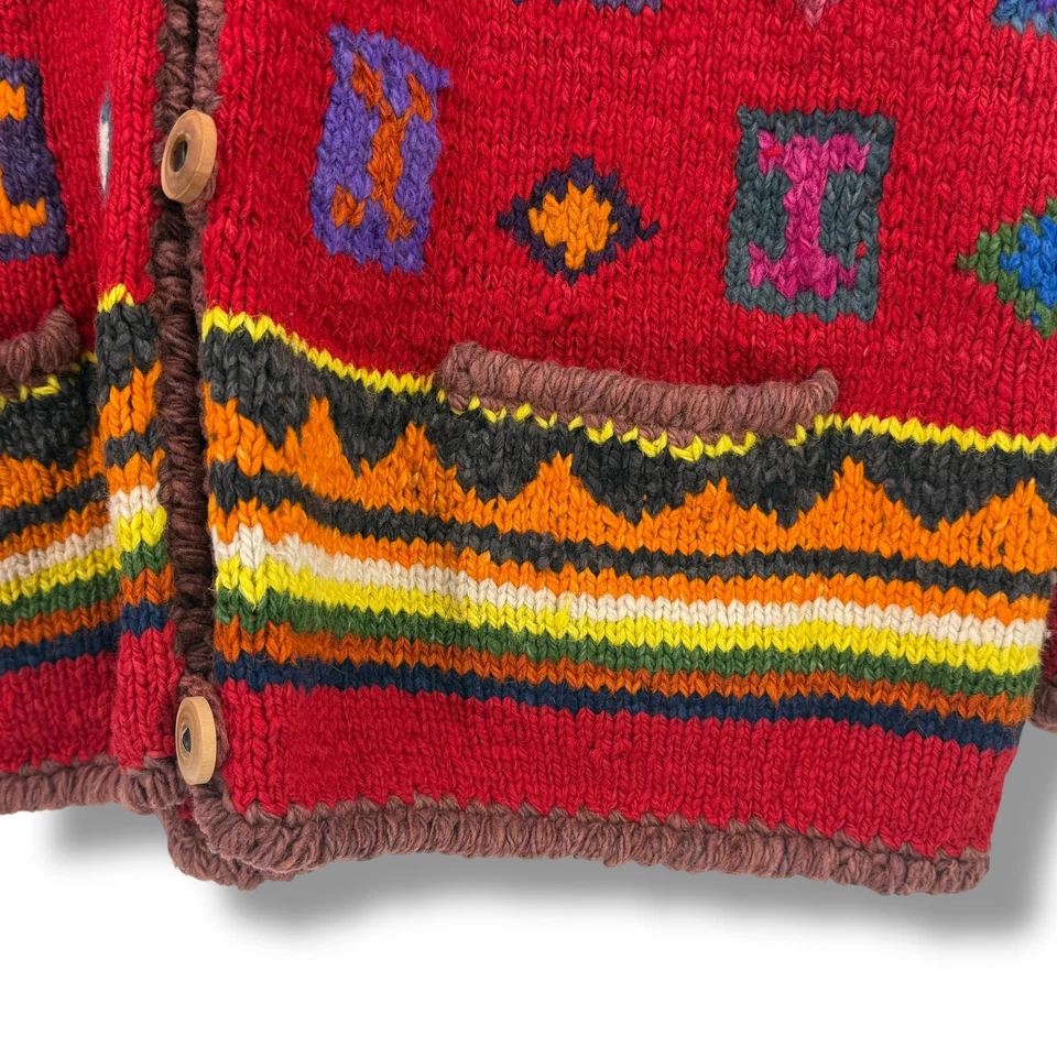 Cardigã suéter feminino vintage The Territory Ahead lã tamanho grande asteca sudoeste - Imagem 3 de 4