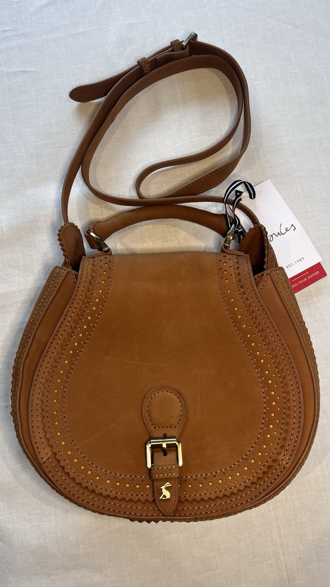 JOULES Dawcett Spanish Leather Saddle Bag, Tan, BNWT