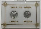 1945-S Mercury Dime 10c Micro S And Regular S Two Coin Set In Capital Holder