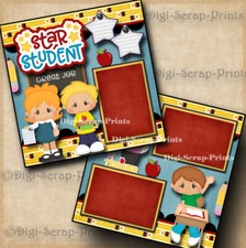STAR STUDENT SCHOOL  2 premade scrapbook pages layout boy girl DIGISCRAP A0241