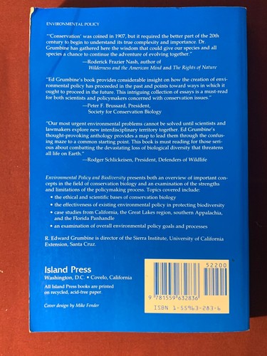 Environmental Policy and Biodiversity by R. Edward Grumbine (1994, Trade... - 第 6/7 張圖片