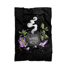 Witch's Brew Coffee Lover Witchy Throw Blanket Witchcraft Pagan Art (80"x 60")