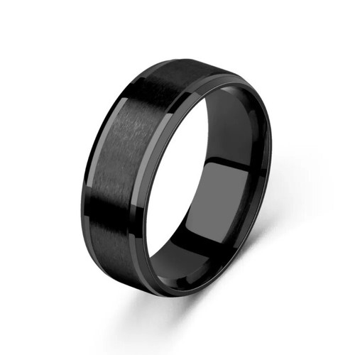 Mens Wedding Rings Titanium Stainless Steel Black Silver Rose Gold Womens Ring - Picture 4 of 8
