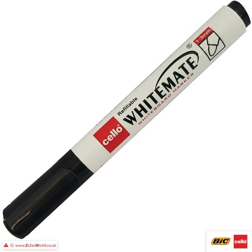 BIC CELLO Whiteboard BLACK Bullet Tip Marker Pen Smooth Refillable Dry Easy Wipe - Picture 42 of 194