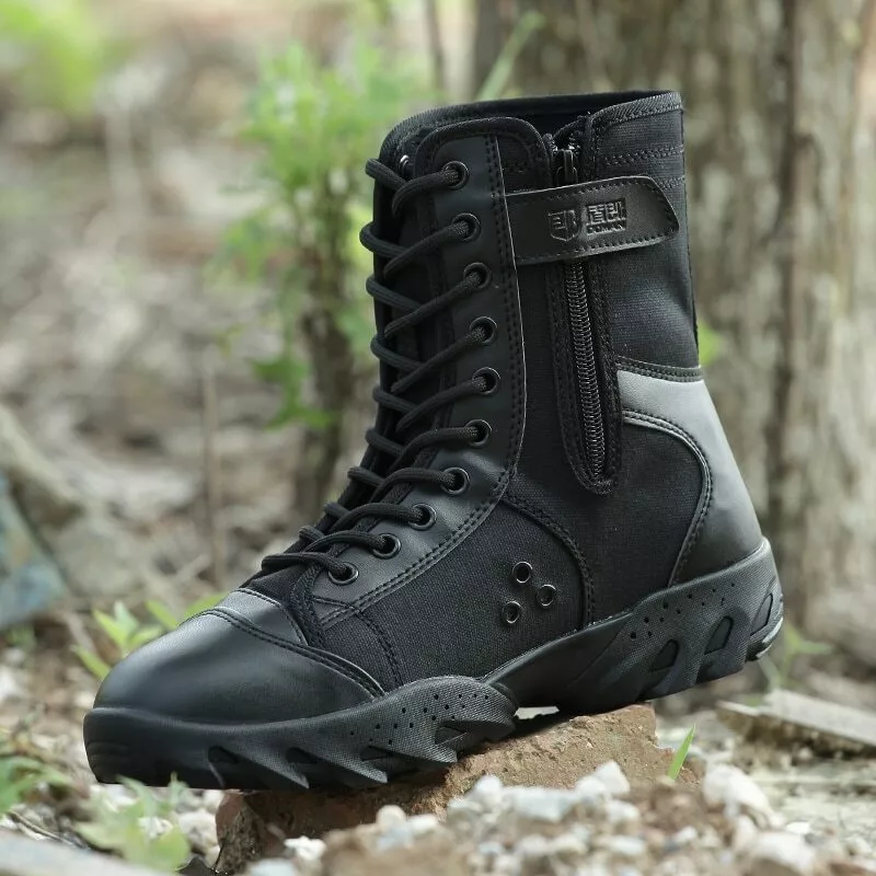 ajustar Dispuesto apretado Botas De Combate Negras Botas Militares Hombres Zapatos Al Aire Libre Botas  Táct | eBay