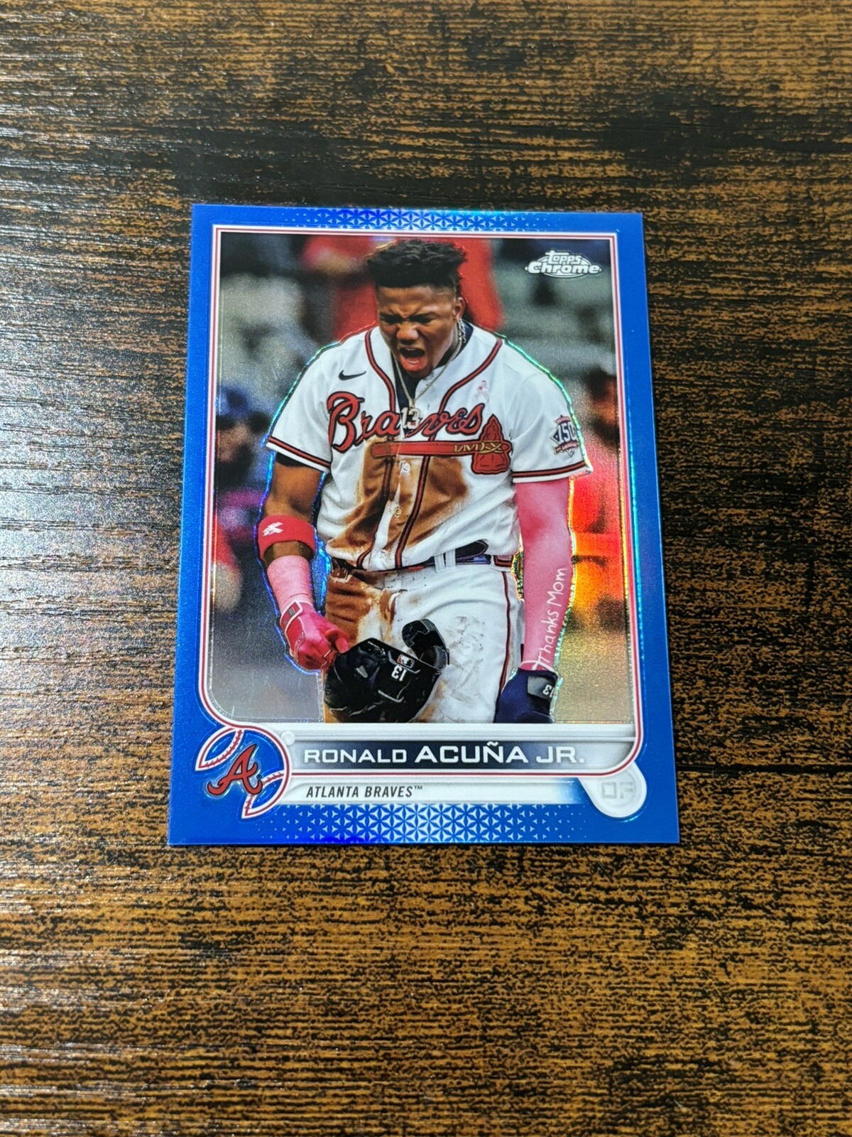 2022 Topps Chrome Ronald Acuna Jr Blue Refractor /150 #165 Braves