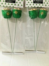 NEW LOT OF 4 ST PATRICKS DAY POT OF GOLD PICKS TREE CRAFT FLORAL FREE SHIP