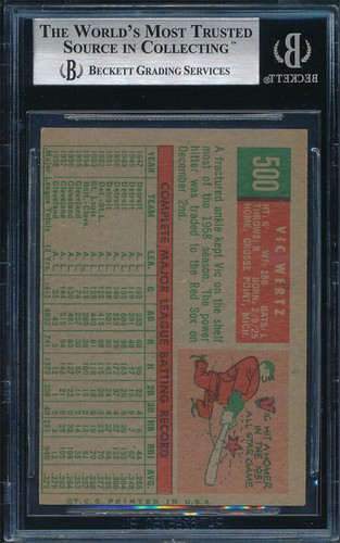 Beckett Topps Baseball #500 1959 autografiado auténtico p03200 - Imagen 2 de 2