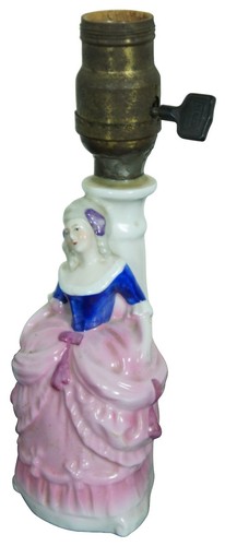 Antique 1930s German Figural Porcelain Colonial Painted Budoir Table Lamp 6050 - Picture 2 of 12