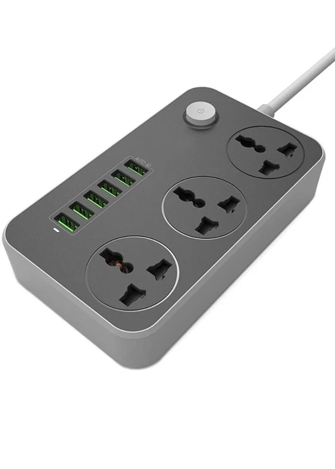 6 USB 3 Plug Sockets, 2m Extension Lead, Durable, Travel Gadget, Daily Use - Image 3 of 4