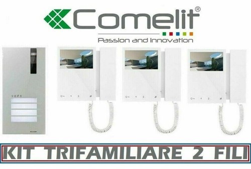 KIT VIDEOCITOFONO 3 FAMIGLIE 2 FILI COMELIT 8461M QUADRA 6701W OFFERTA LIMITATA - Foto 2 di 5